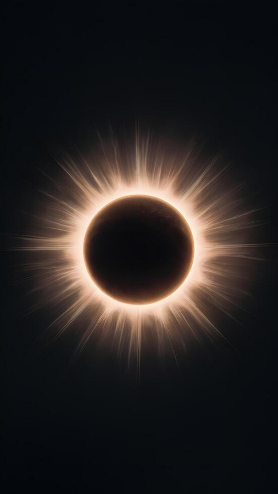 Awe inspiring solar eclipse casts shadow on Earth, suns corona radiates, creating celestial spectacle Vertical Mobile Wallpaper photo