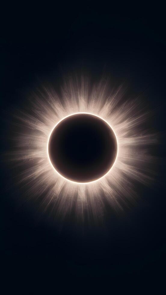 Awe inspiring solar eclipse casts shadow on Earth, suns corona radiates, creating celestial spectacle Vertical Mobile Wallpaper photo