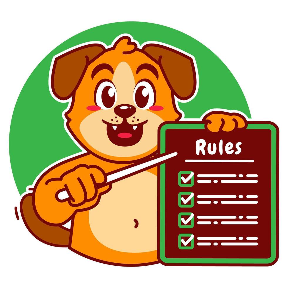 A Cartoon Dog Carrying a Rule Board vector
