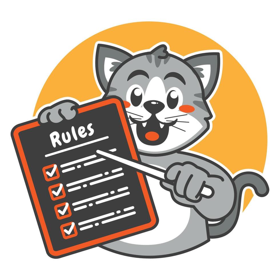 A cartoon Cat carrying a rules board vector