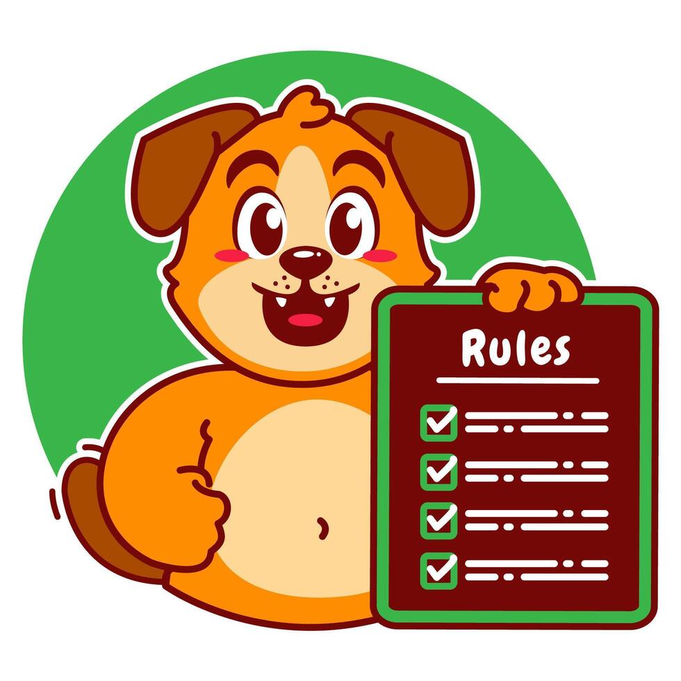 A Cartoon Dog Carrying a Rule Board vector