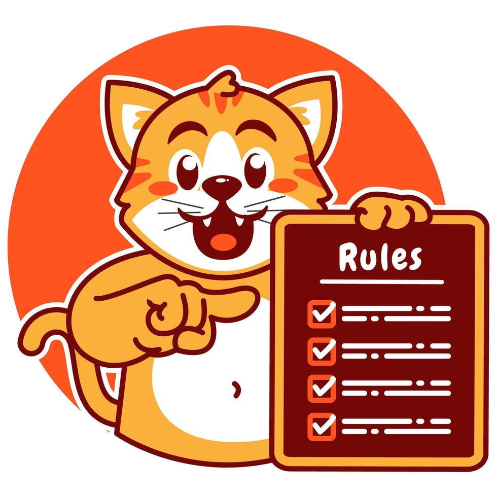 A cartoon Cat carrying a rules board vector