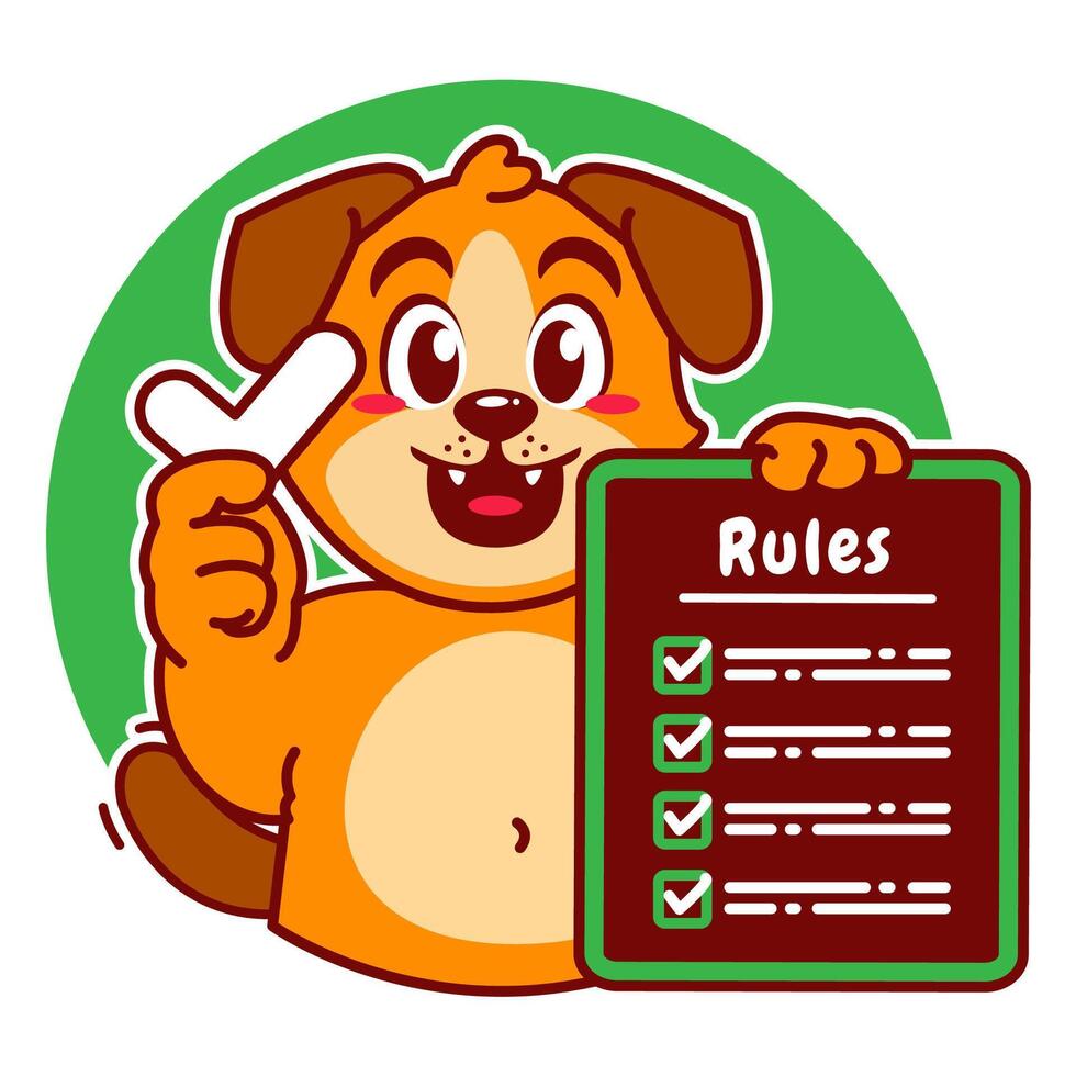 A Cartoon Dog Carrying a Rule Board vector