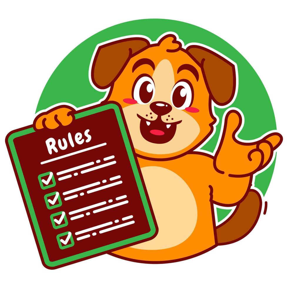 A Cartoon Dog Carrying a Rule Board vector