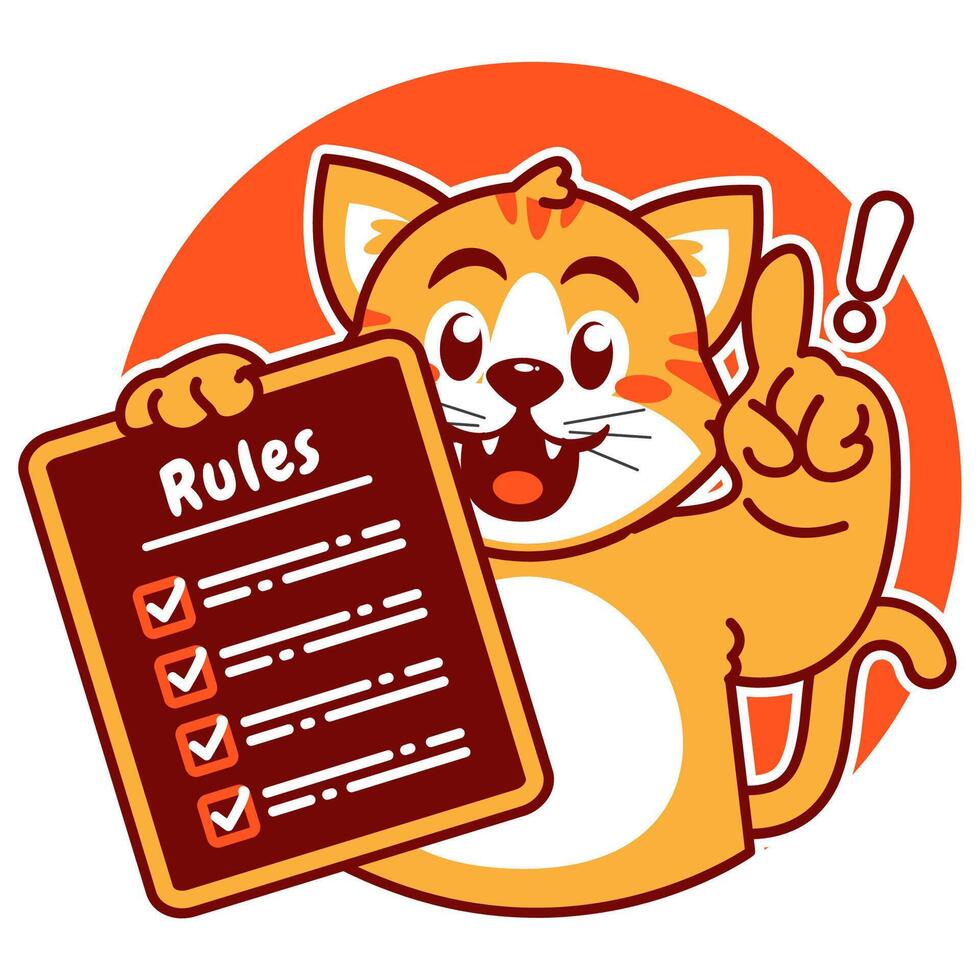 A cartoon Cat carrying a rules board vector