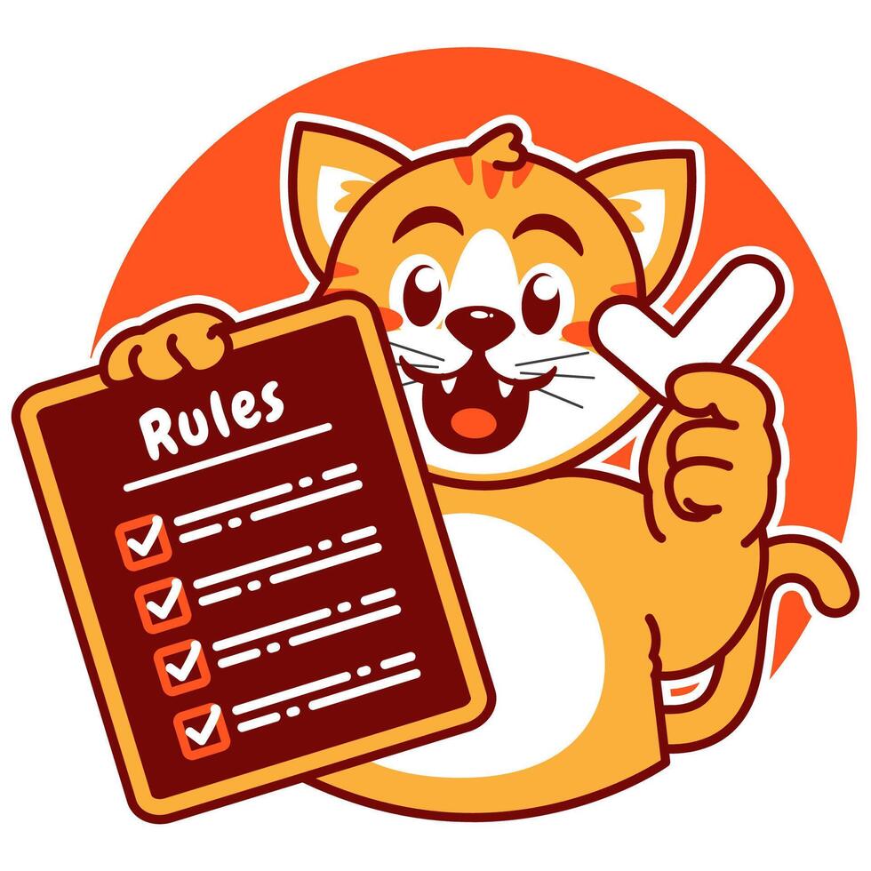 A cartoon Cat carrying a rules board vector