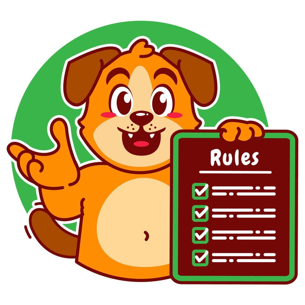 A Cartoon Dog Carrying a Rule Board vector