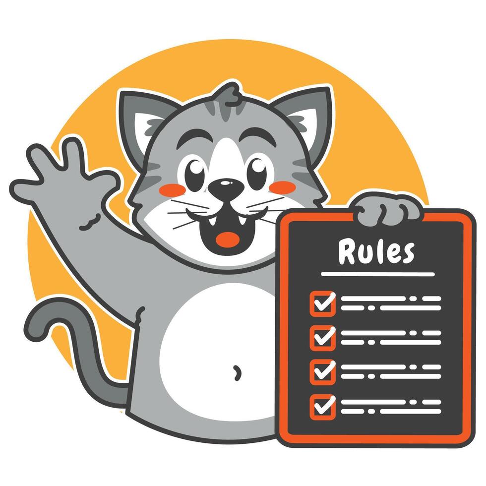 A cartoon Cat carrying a rules board vector