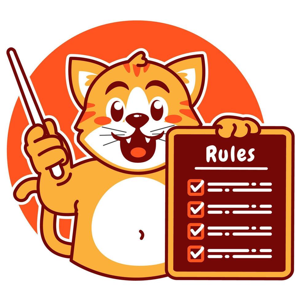 A cartoon Cat carrying a rules board vector