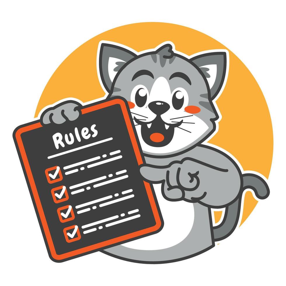 A cartoon Cat carrying a rules board vector