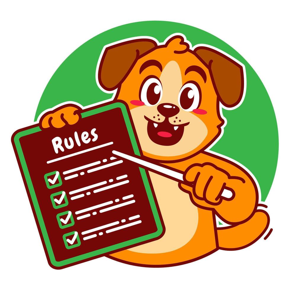 A Cartoon Dog Carrying a Rule Board vector