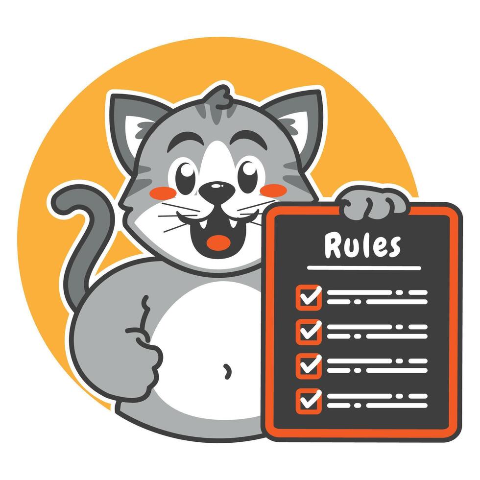 A cartoon Cat carrying a rules board vector