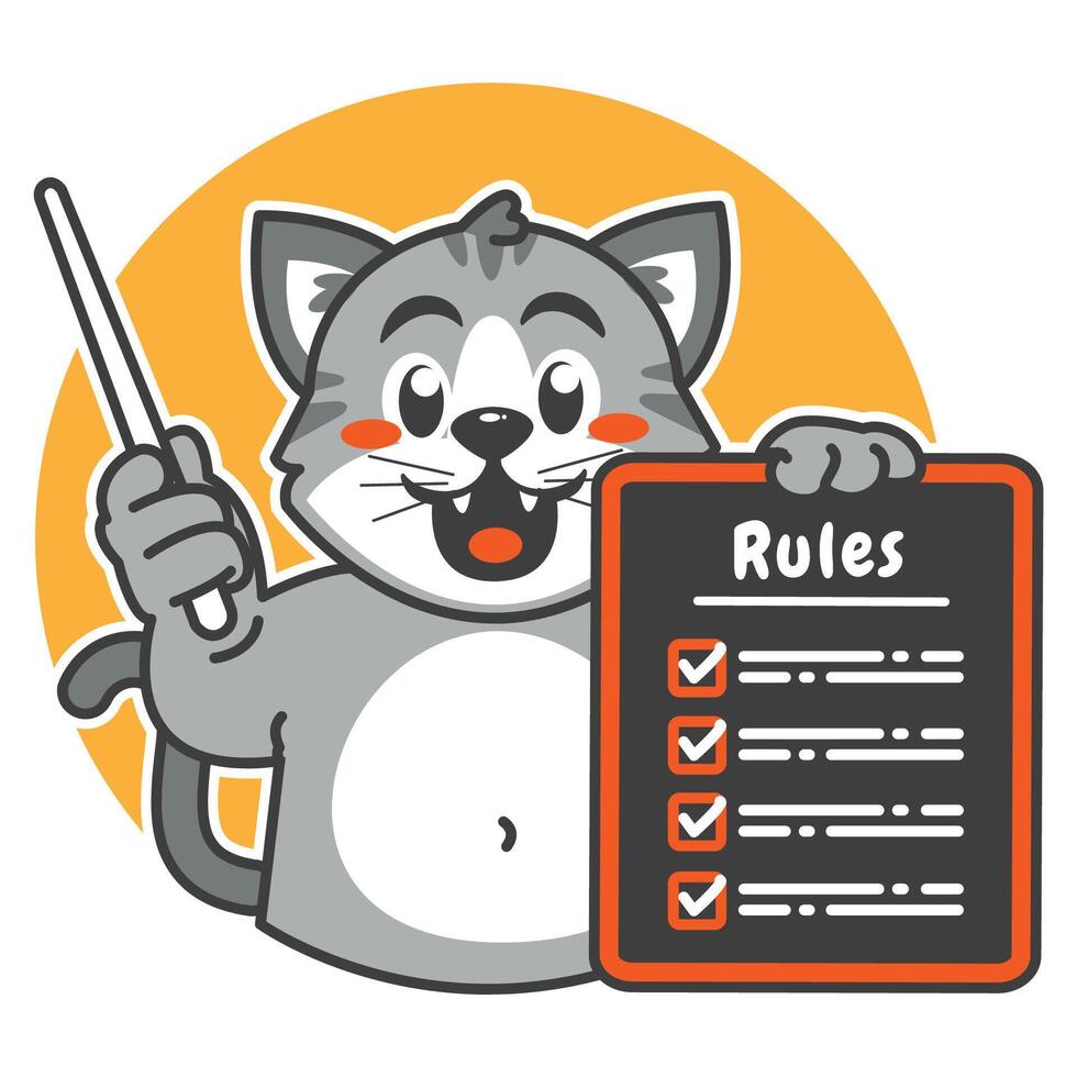A cartoon Cat carrying a rules board vector