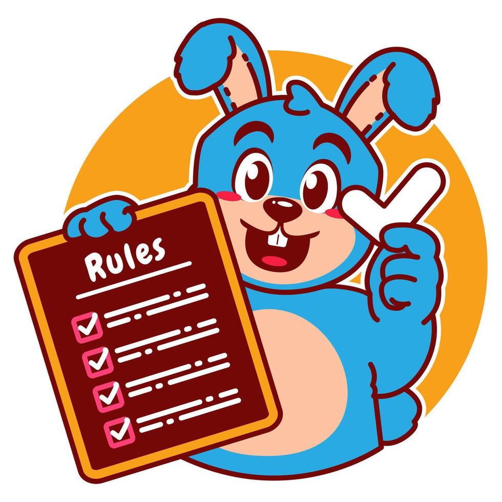 Illustration of Cute Rabbit Cartoon Character Holding Checklist of Rules vector