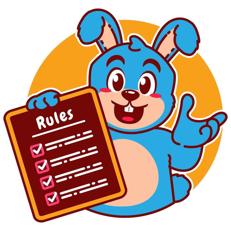 Illustration of Cute Rabbit Cartoon Character Holding Checklist of Rules vector
