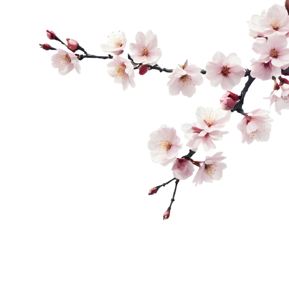 a picture of a cherry blossom with a pink flower on transparent background png