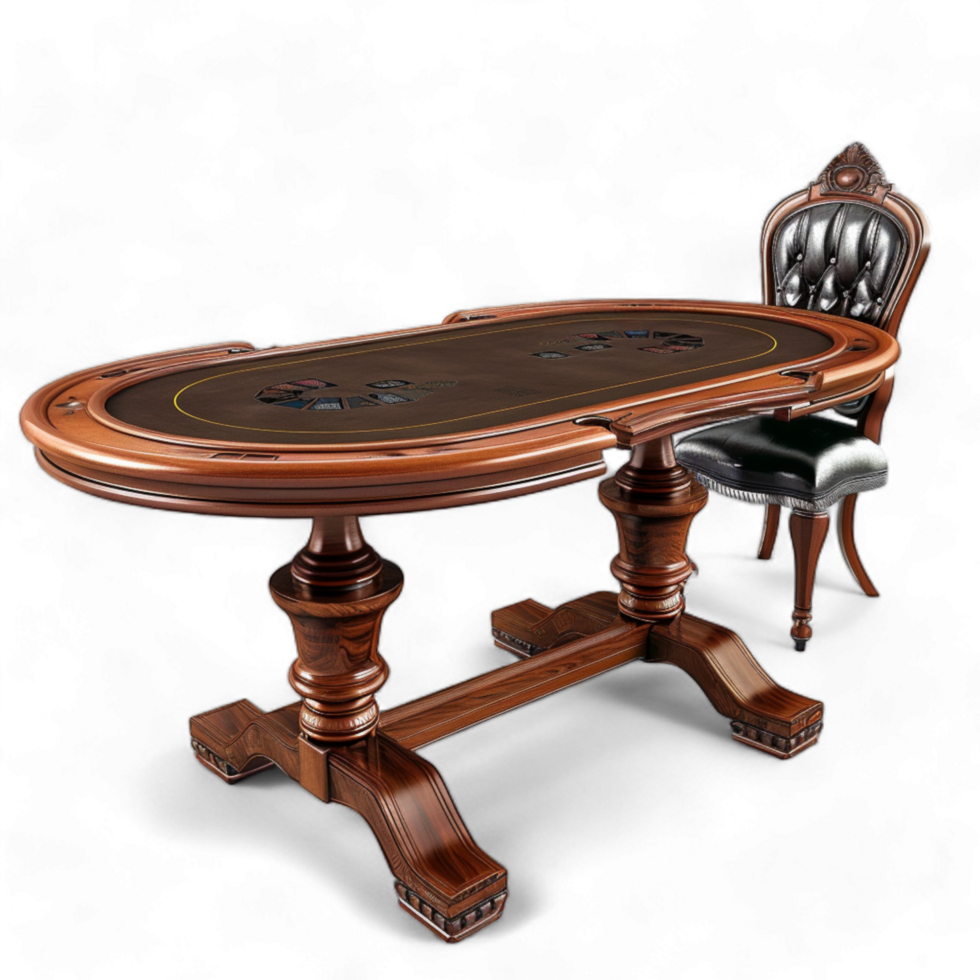 Generated Ai poker table covered with a red cloth, on Transparent Background png