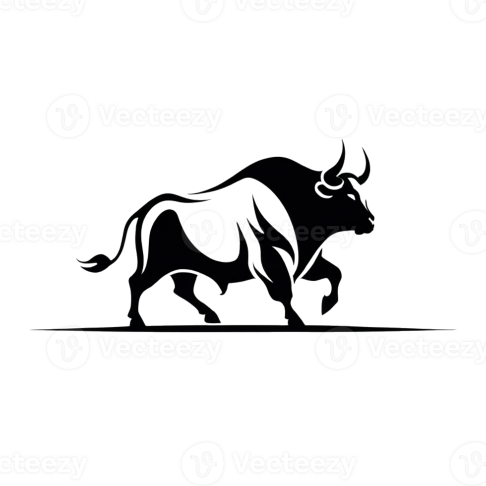 Collection of Simple Bull Logo Designs Isolated png