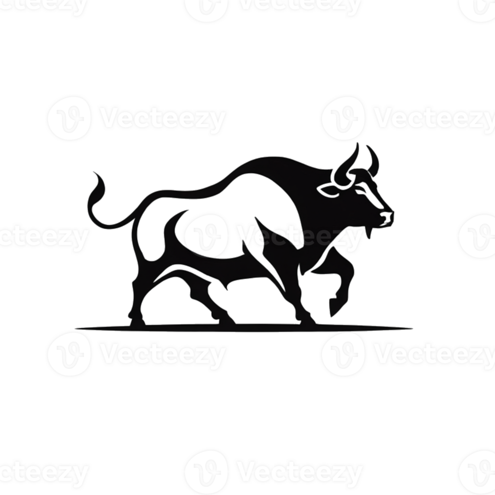 Collection of Simple Bull Logo Designs Isolated png