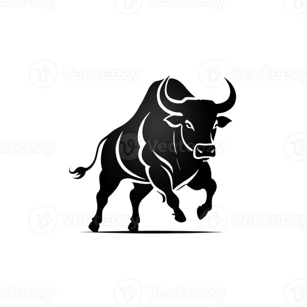 Collection of Simple Bull Logo Designs Isolated png