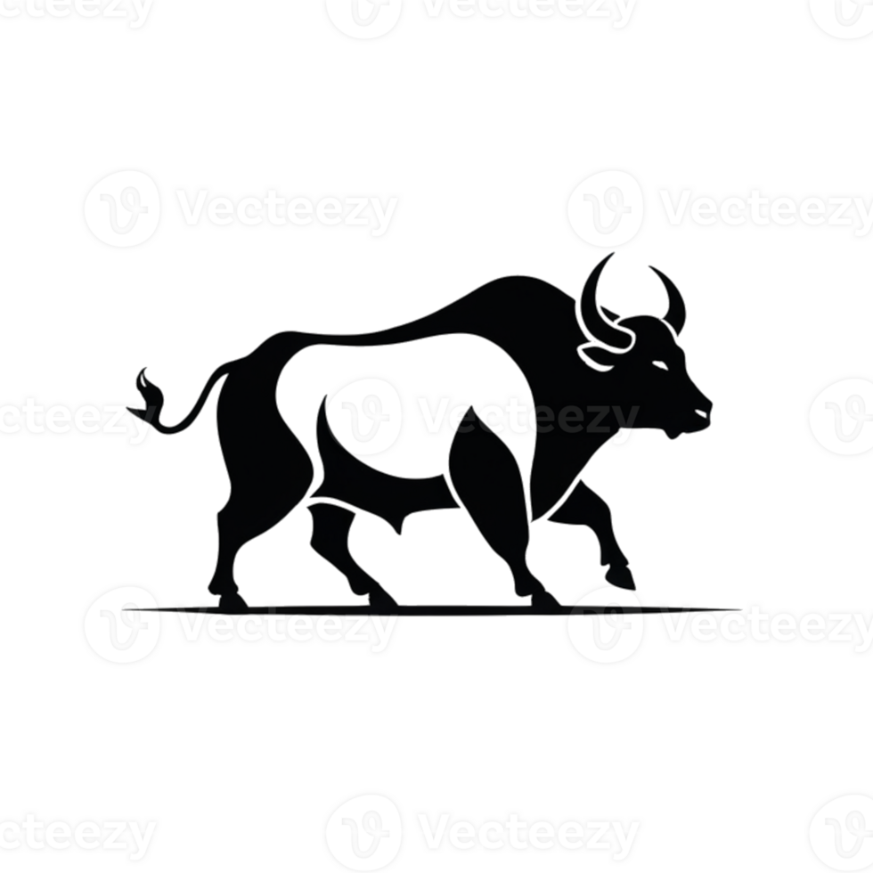 Collection of Simple Bull Logo Designs Isolated png