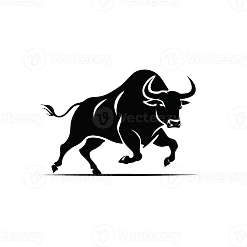 Collection of Simple Bull Logo Designs Isolated png
