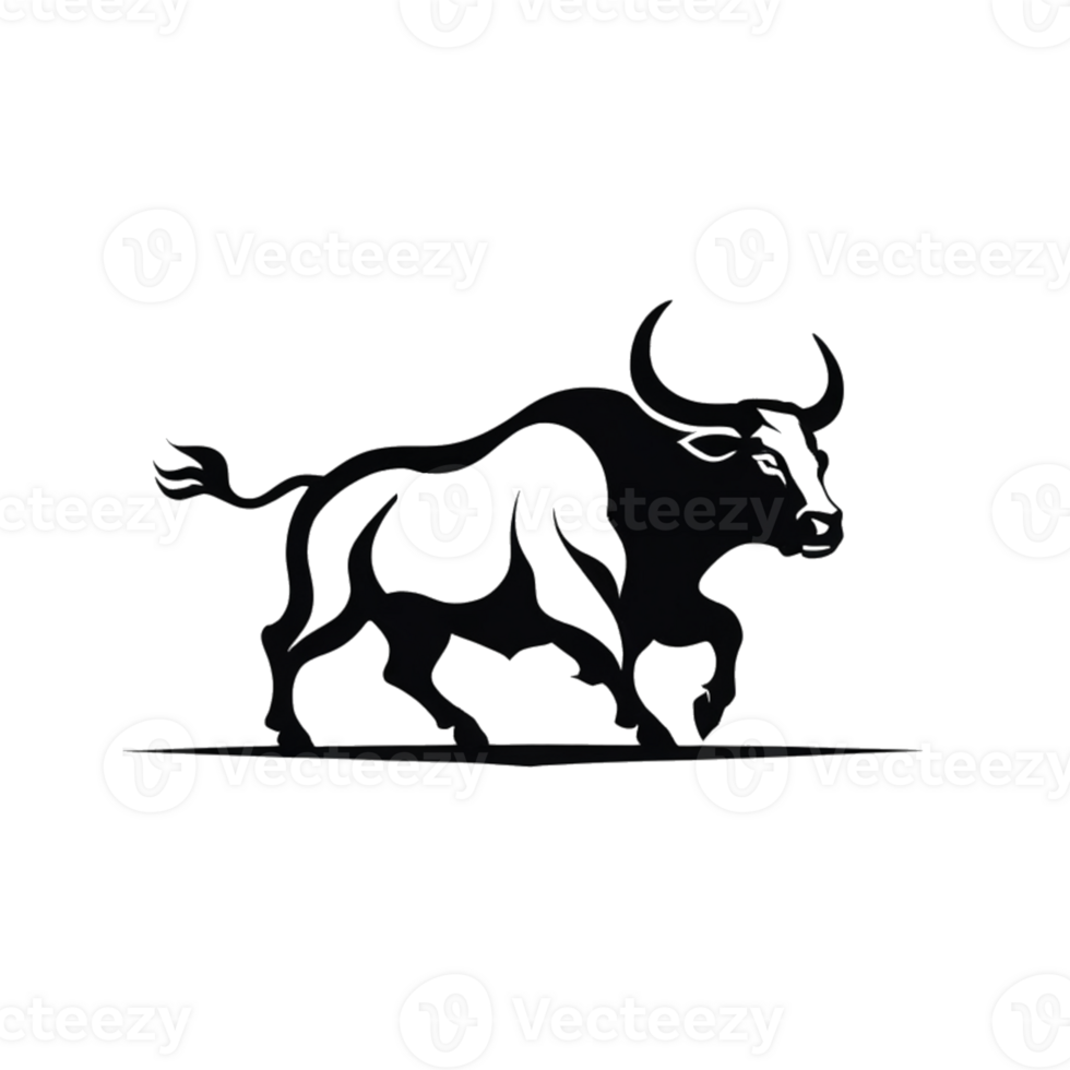 Collection of Simple Bull Logo Designs Isolated png