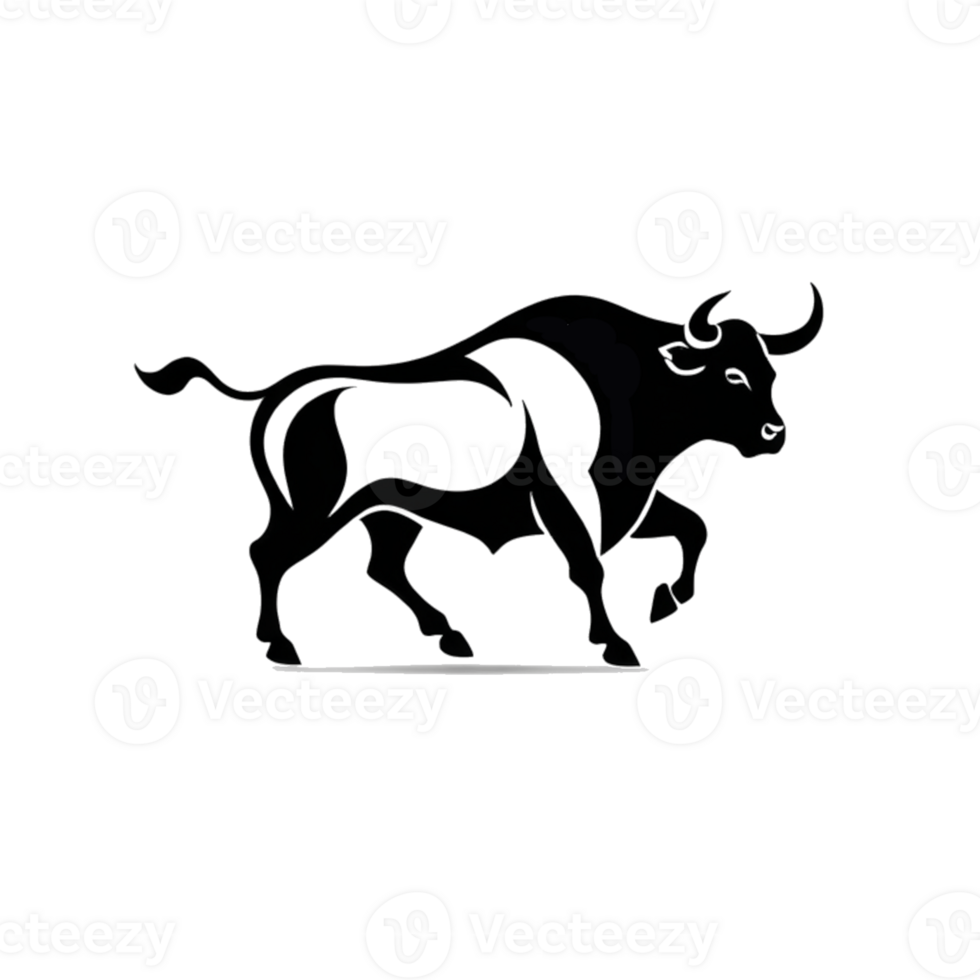 Collection of Simple Bull Logo Designs Isolated png