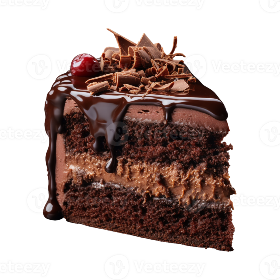 sweet and tasty chocolate cake isolated on a transparent background, cut out png