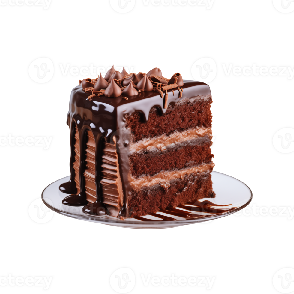 sweet and tasty chocolate cake isolated on a transparent background, cut out png