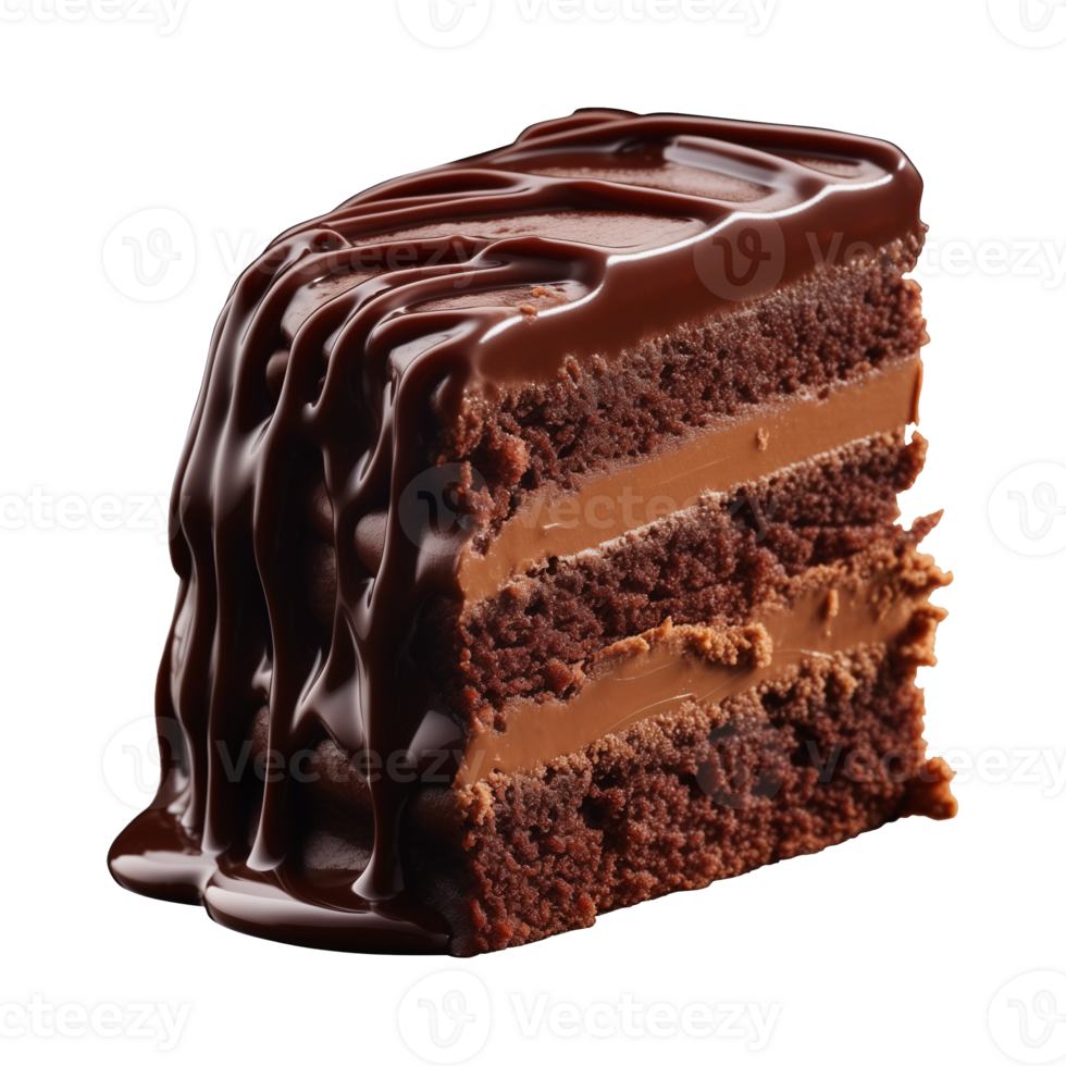 sweet and tasty chocolate cake isolated on a transparent background, cut out png
