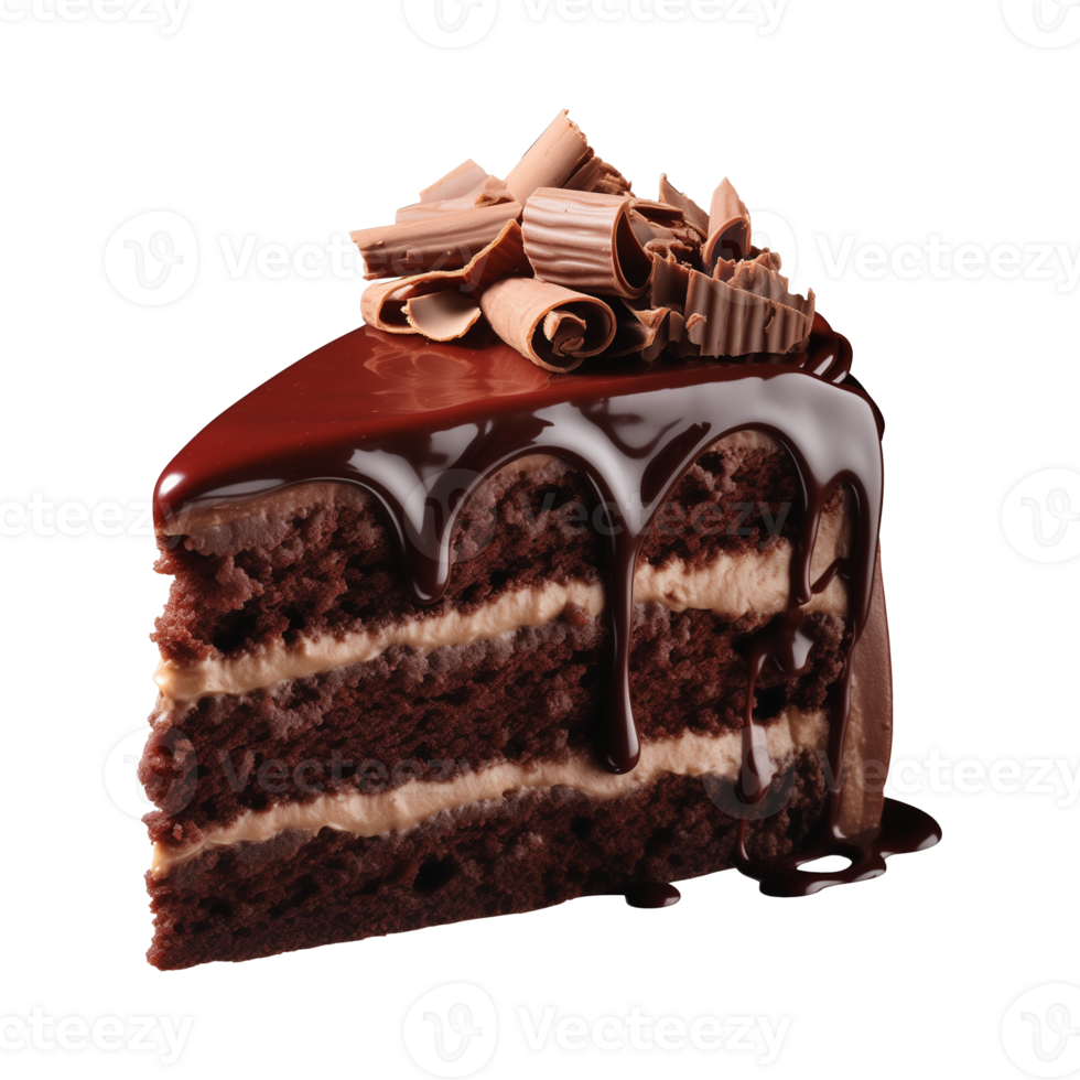 sweet and tasty chocolate cake isolated on a transparent background, cut out png