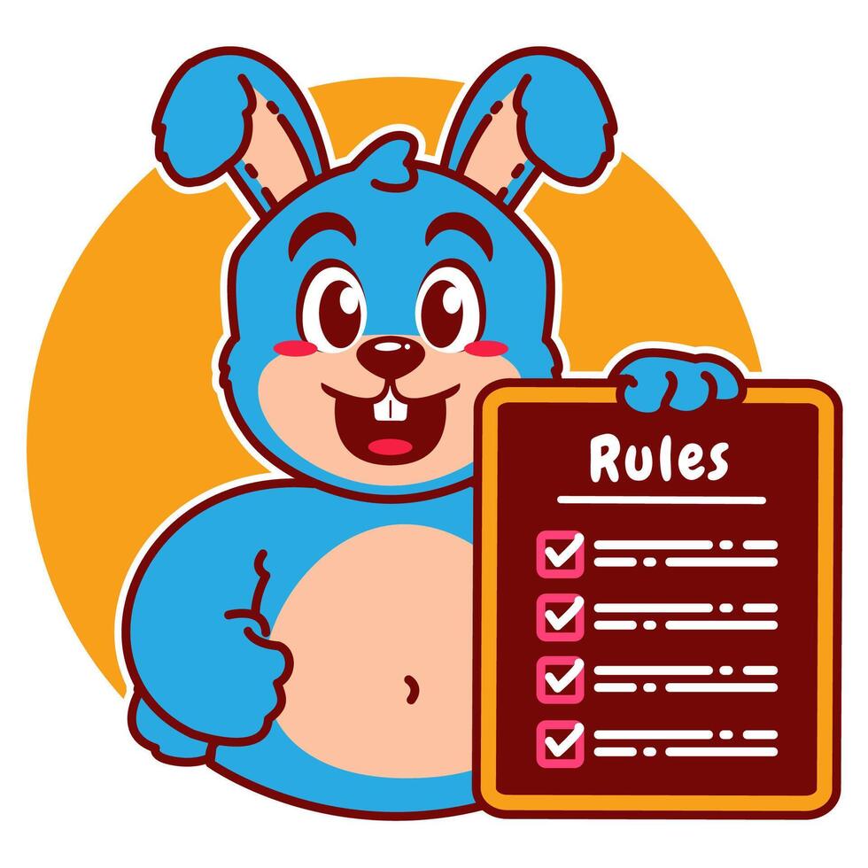 Illustration of Cute Rabbit Cartoon Character Holding Checklist of Rules vector