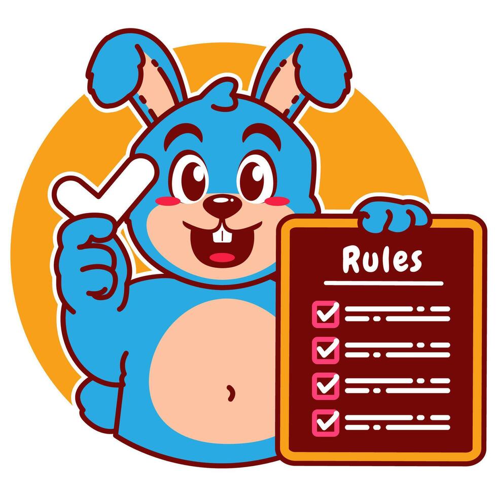 Illustration of Cute Rabbit Cartoon Character Holding Checklist of Rules vector