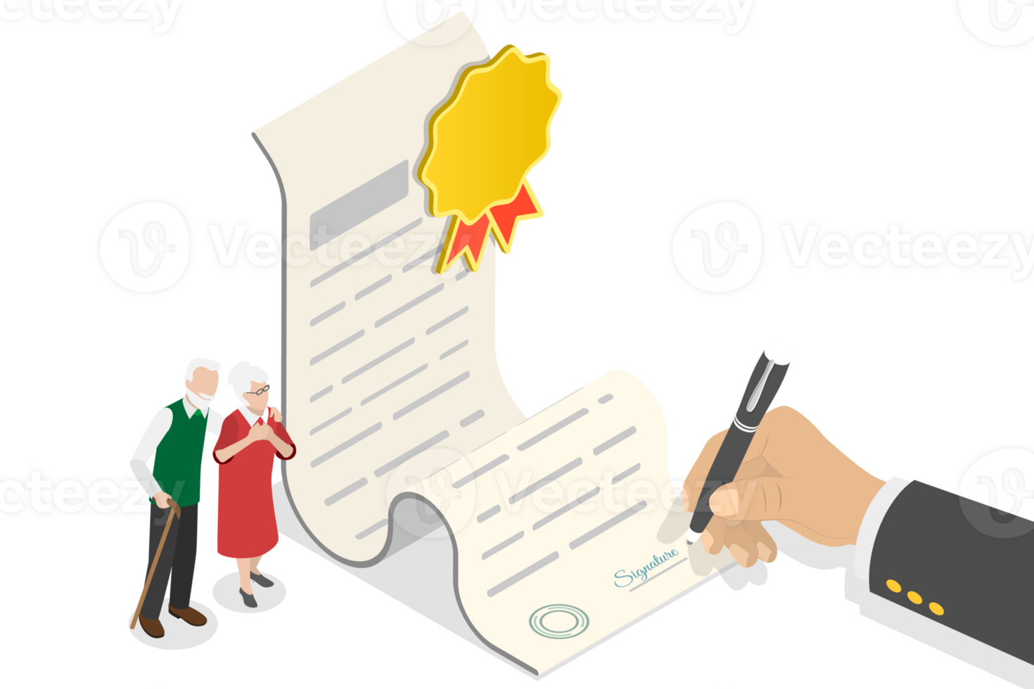 3D Isometric Flat Conceptual Illustration of Signing a Will png