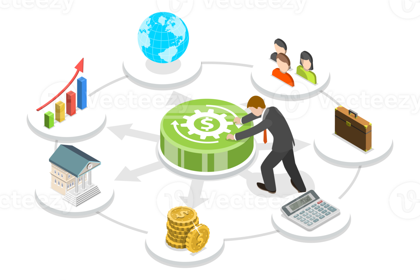 3D Isometric Flat Conceptual Illustration of Fintech png