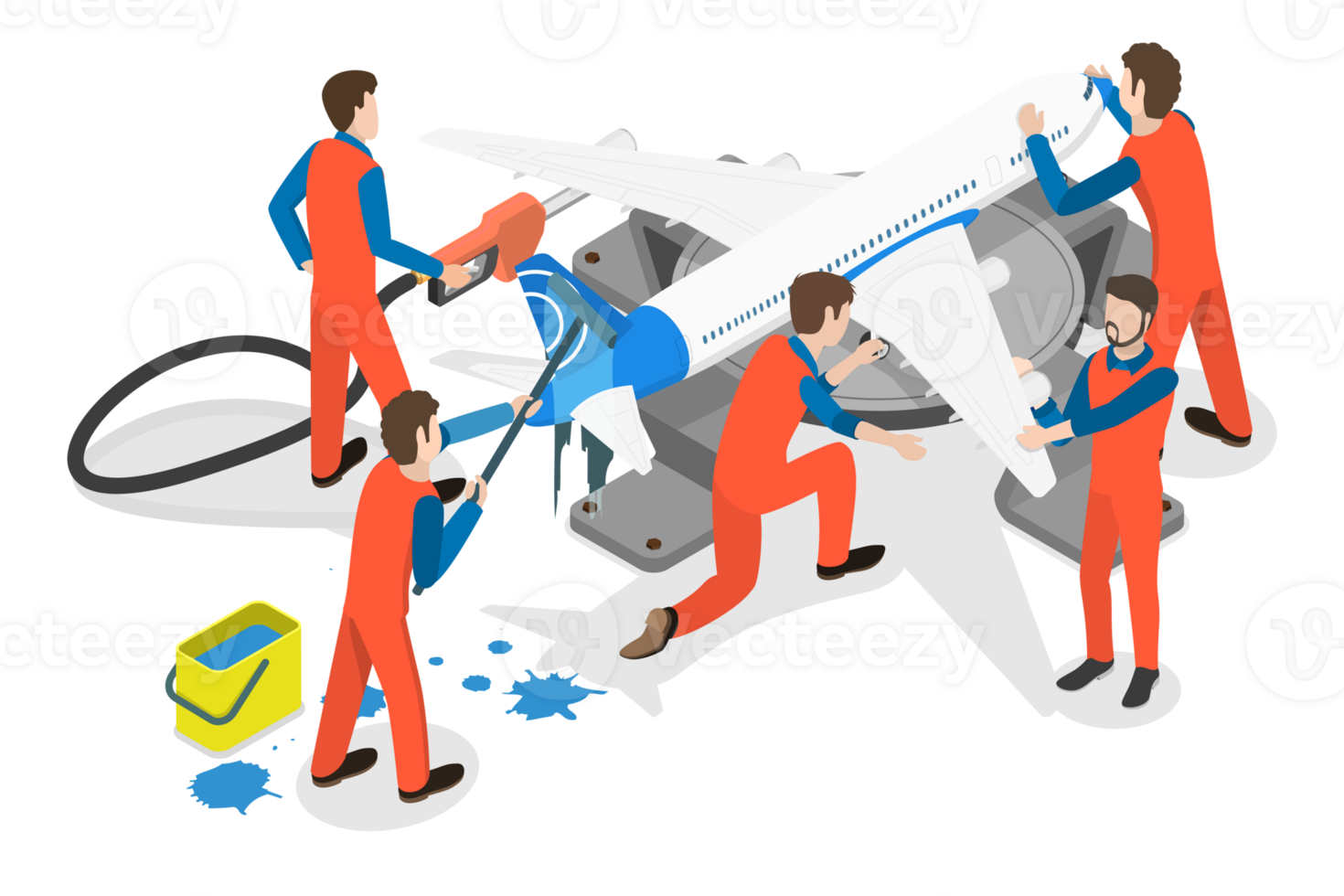 3D Isometric Flat Conceptual Illustration of Aircraft Maintenance png