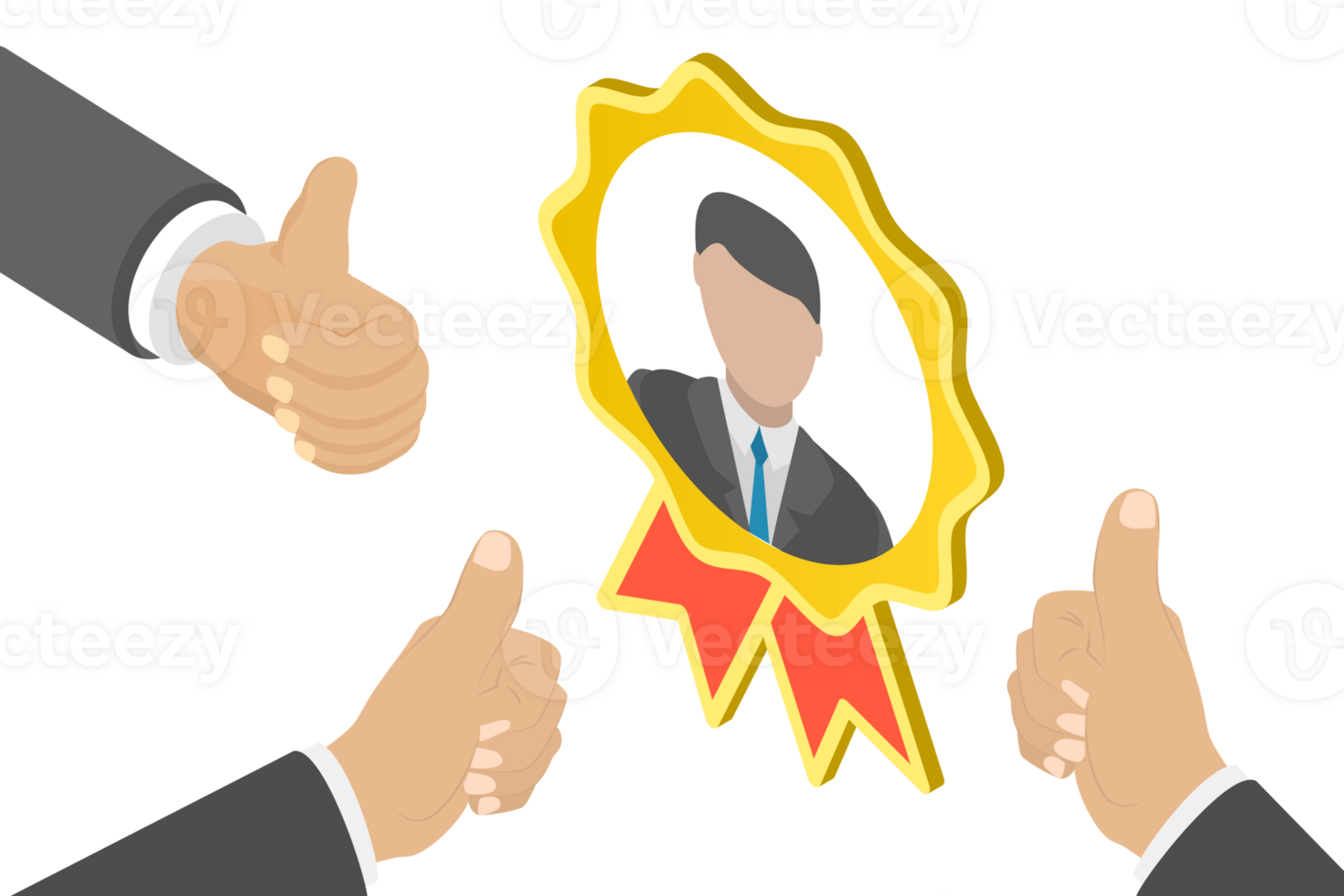 3D Isometric Flat Conceptual Illustration of Employee Recognition Award png