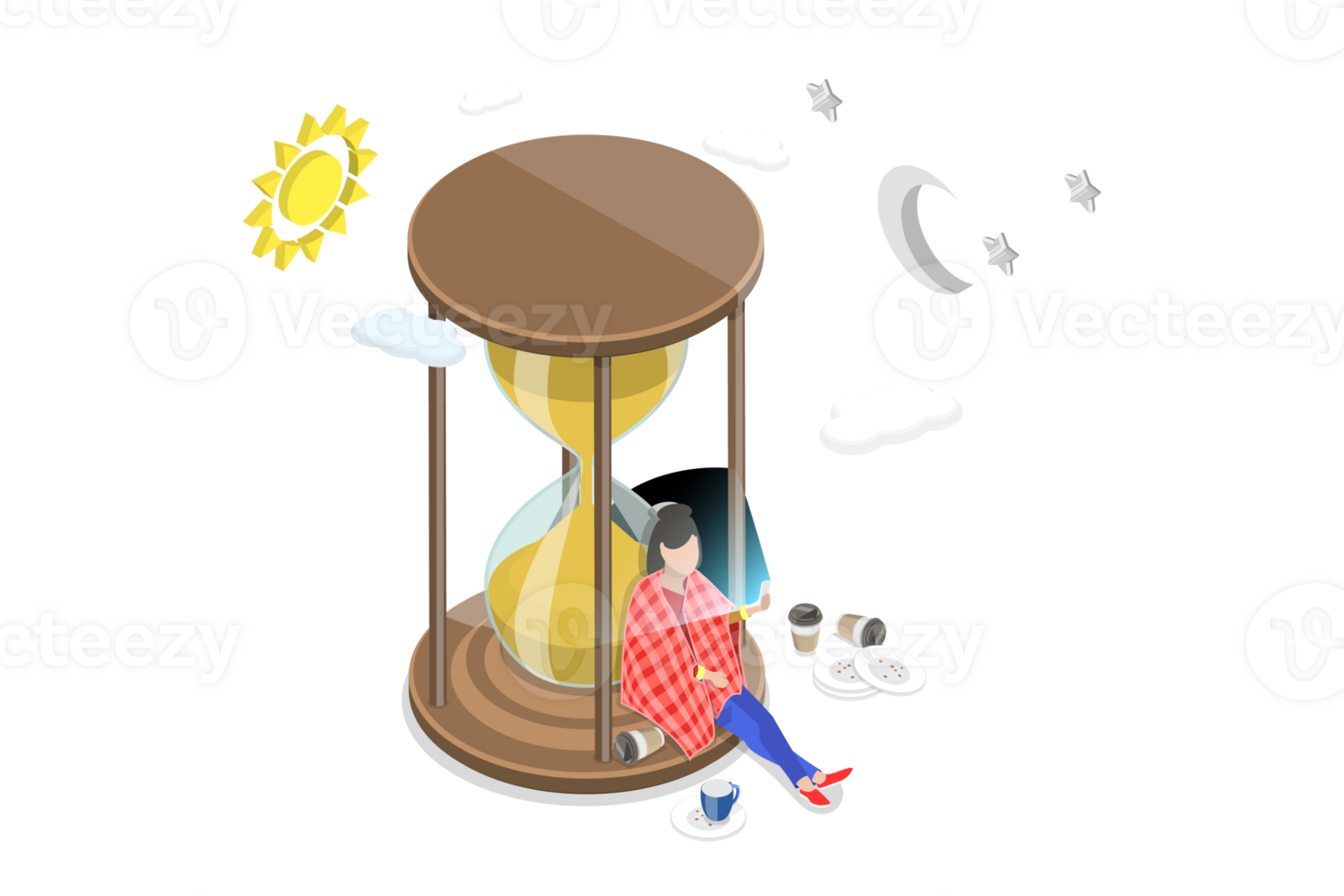 3D Isometric Flat Conceptual Illustration of Screen Time png