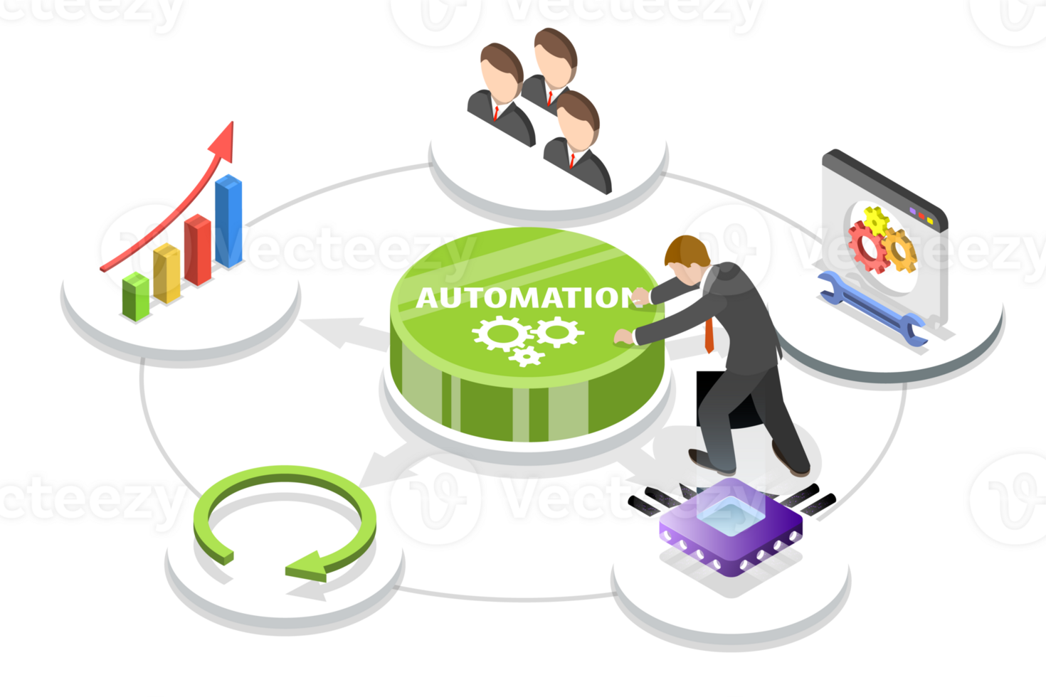 3D Isometric Flat Conceptual Illustration of Automation png