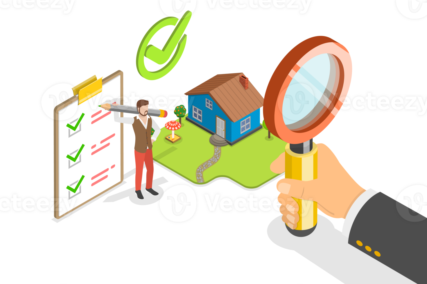 3D Isometric Flat Conceptual Illustration of Property Value Assessment png