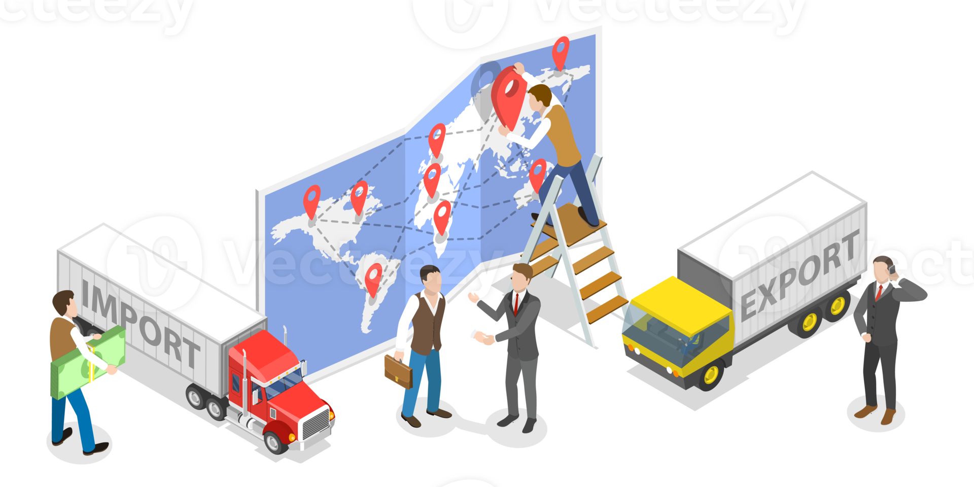 3D Isometric Flat Conceptual Illustration of Supply Chain Management png