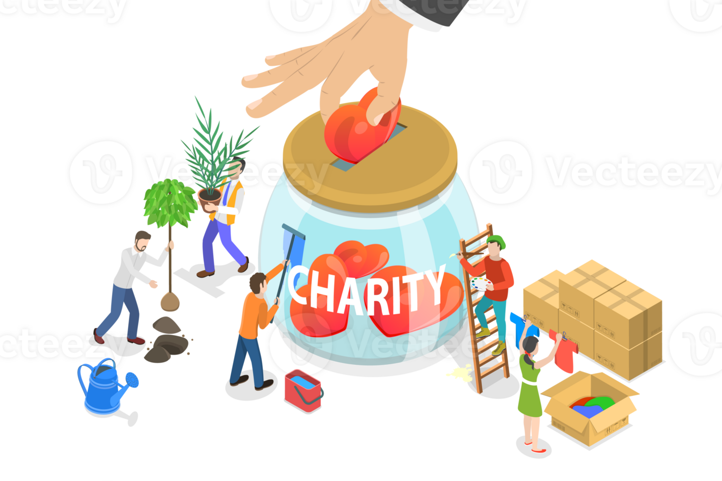 3D Isometric Flat Conceptual Illustration of Charity and Philanthropy png