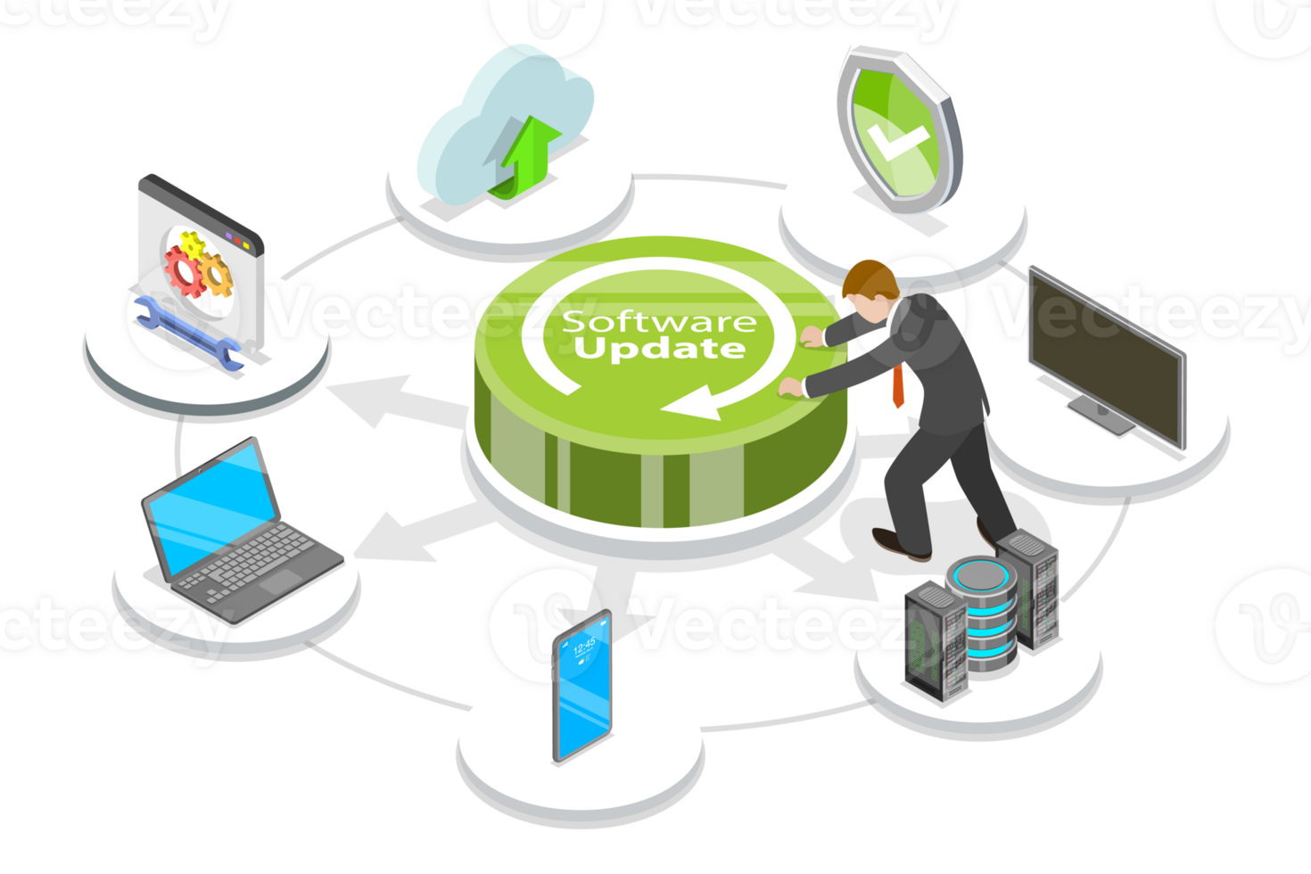 3D Isometric Flat Conceptual Illustration of Software Update png