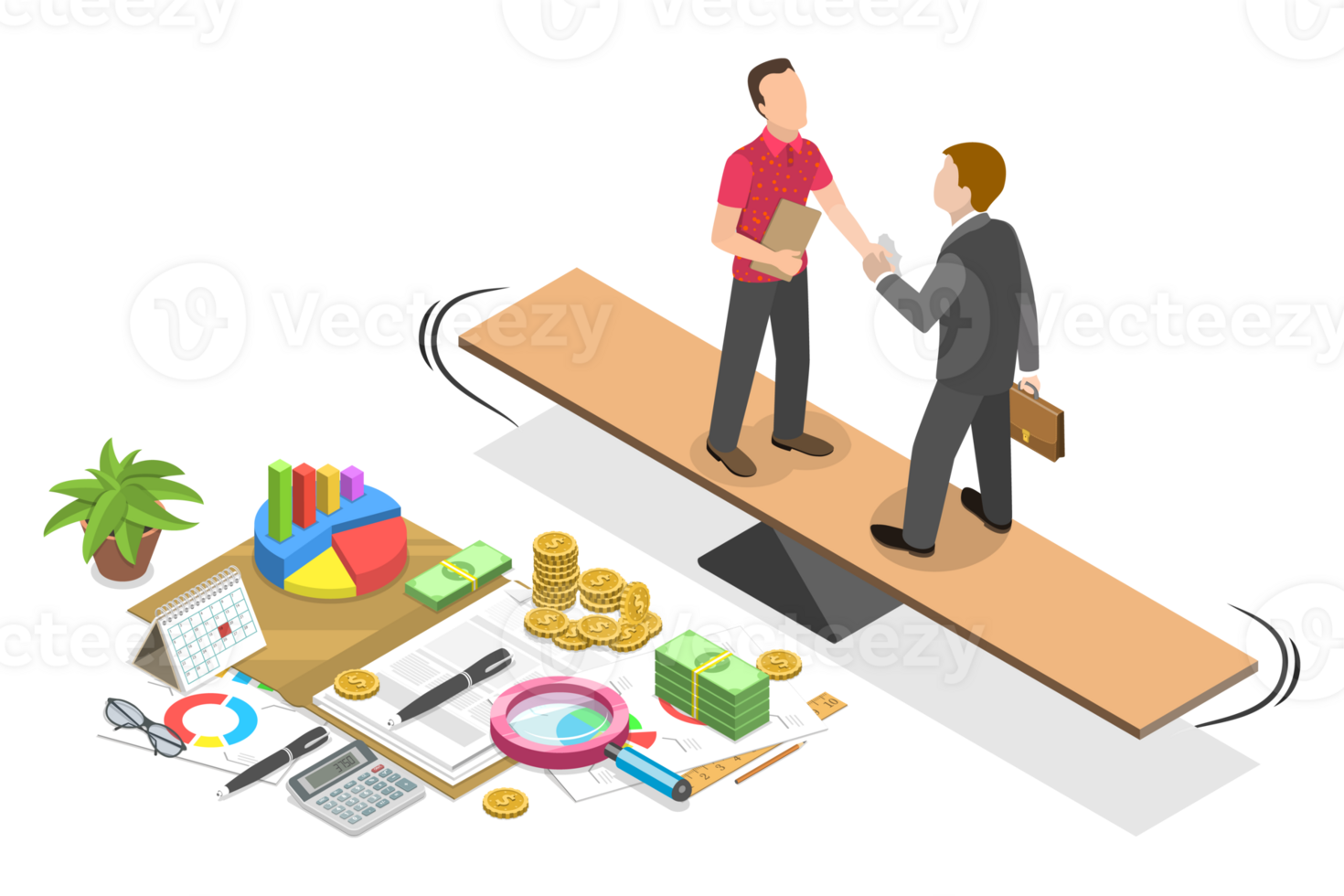 3D Isometric Flat Conceptual Illustration of Equal Business Partnership png