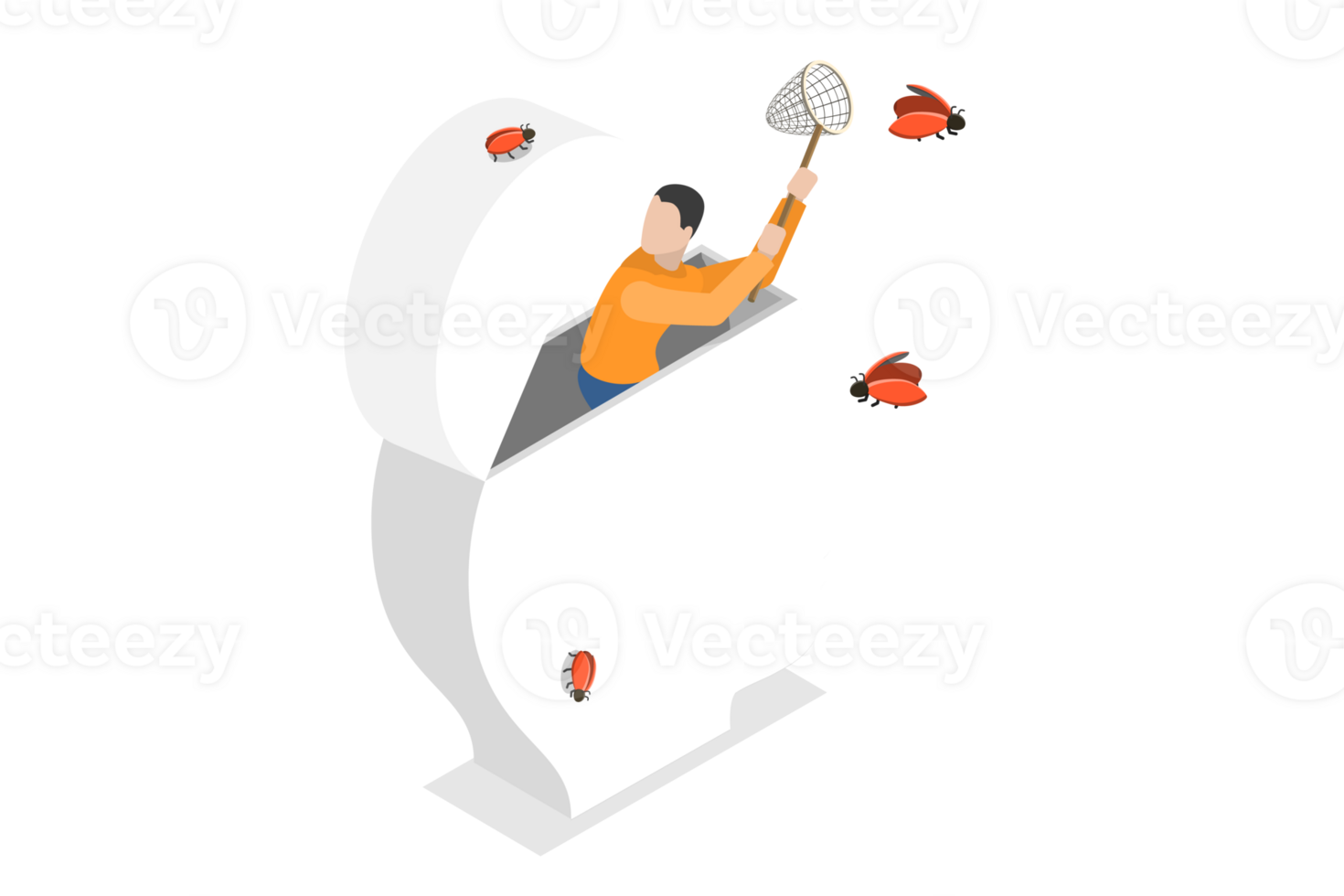 3D Isometric Flat Conceptual Illustration of Distracted Mind png