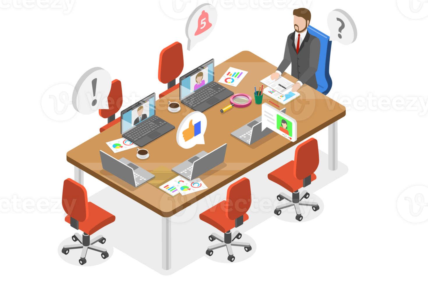 3D Isometric Flat Conceptual Illustration of Hybrid Work Model png