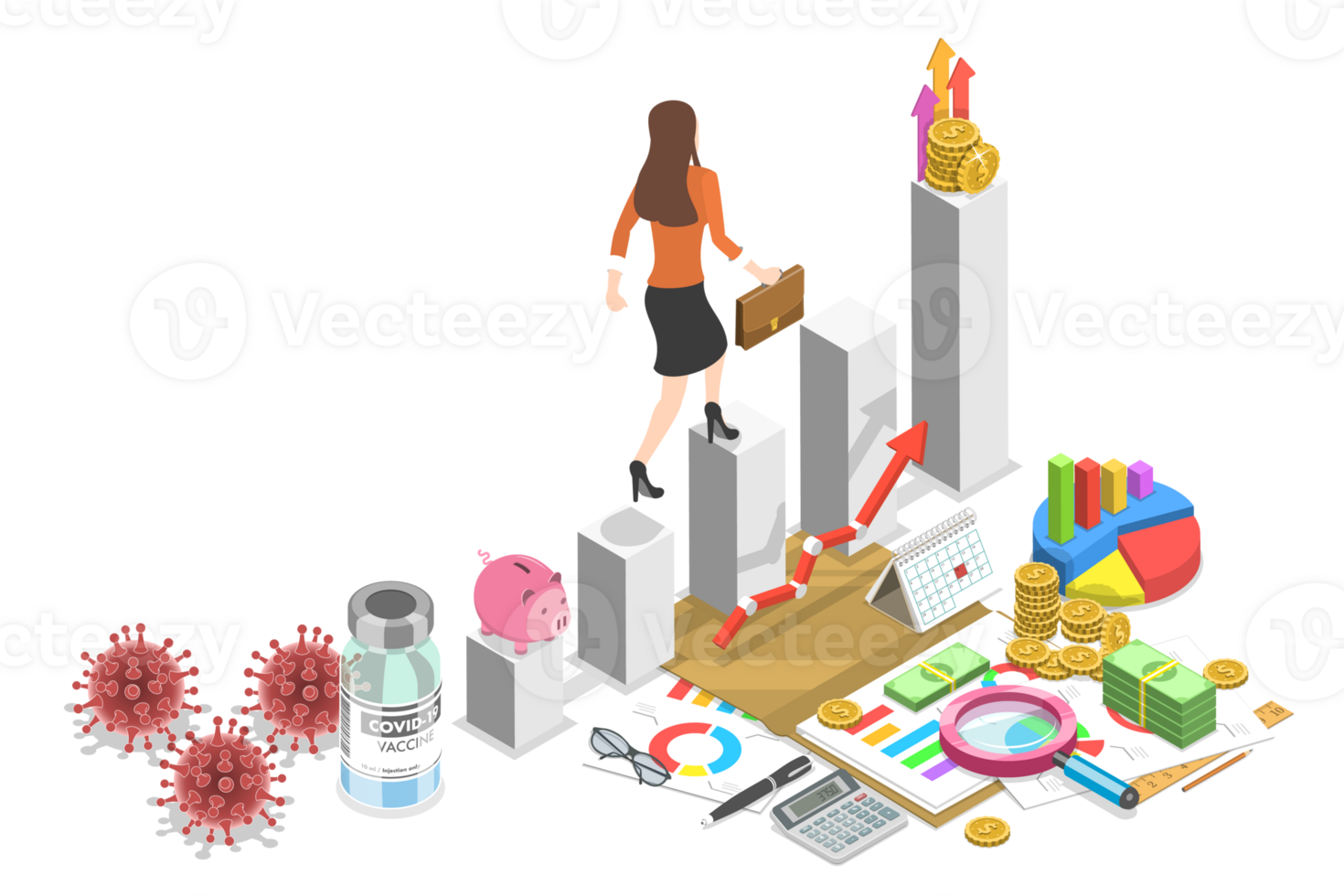 3D Isometric Flat Conceptual Illustration of Post-Pandemic Recovery png