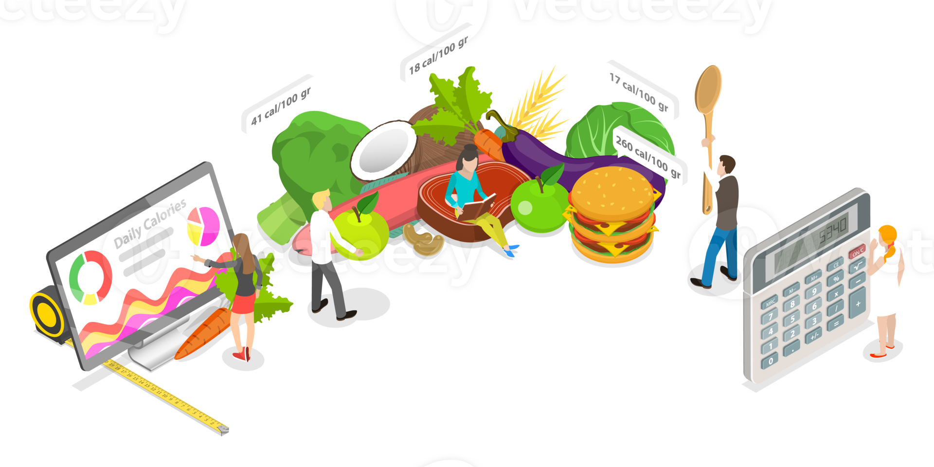3D Isometric Flat Conceptual Illustration of Calorie Calculator png