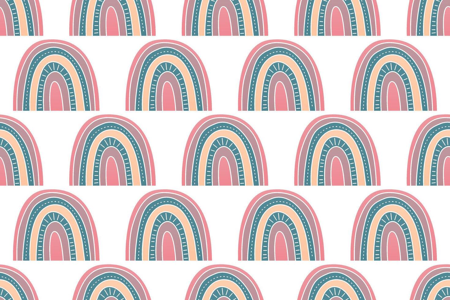 Scandinavian wrapping paper rainbow seamless pattern background vector